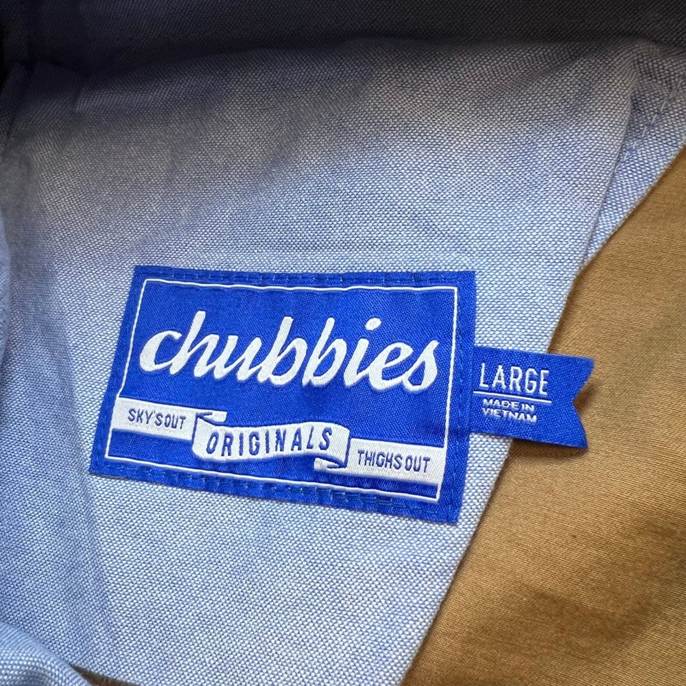 Chubbies Originals Shorts Mens Large Tan Khaki 7 Inch Inseam Stretch Chino Twill - Picture 3 of 10